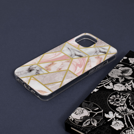 Husa iPhone 13, Techsuit Marble Series, Pink Hex [3]