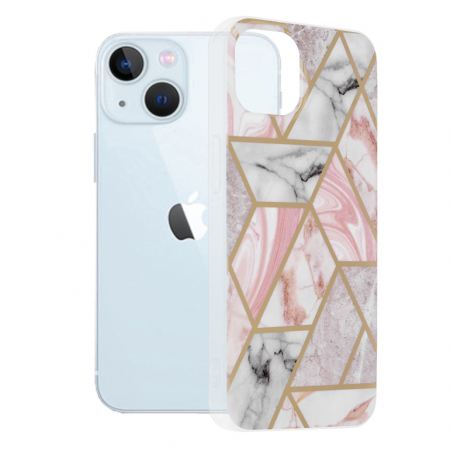 iPhone 13 - Husa iPhone 13, Techsuit Marble Series, Pink Hex