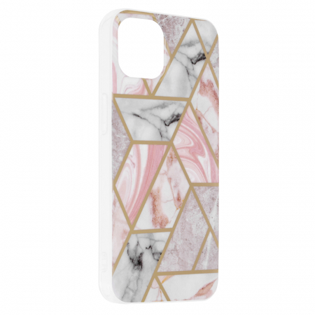 Husa iPhone 13, Techsuit Marble Series, Pink Hex [1]