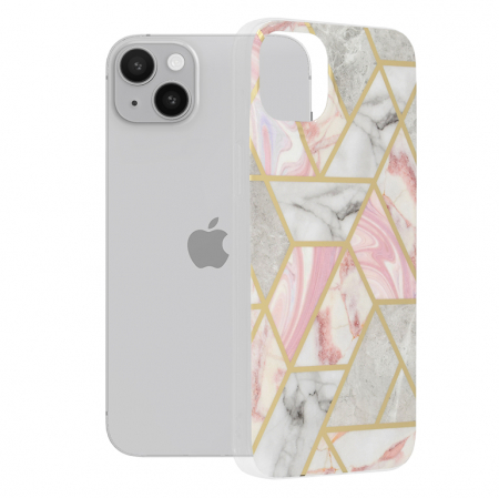 iPhone 14 Plus - Husa iPhone 14 Plus, Techsuit Marble Series, Pink Hex