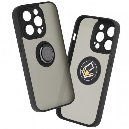 iPhone 14 Pro - Husa iPhone 14 Pro cu inel suport stand magnetic, Negru