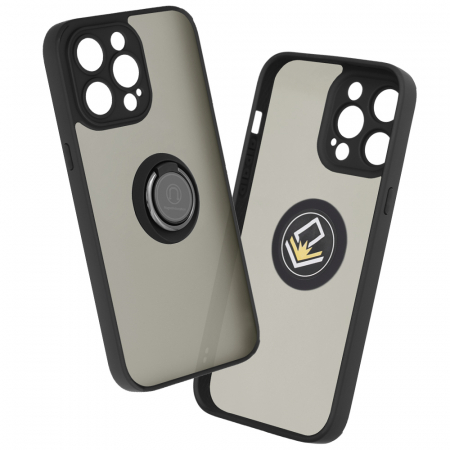 iPhone 14 Pro Max - Husa iPhone 14 Pro Max cu inel suport stand magnetic, Negru
