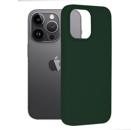 iPhone 14 Pro Max - Husa iPhone 14 Pro Max, Soft Edge Silicone, Dark Green