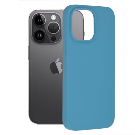 iPhone 14 Pro Max - Husa iPhone 14 Pro Max, Soft Edge Silicone, Denim Blue