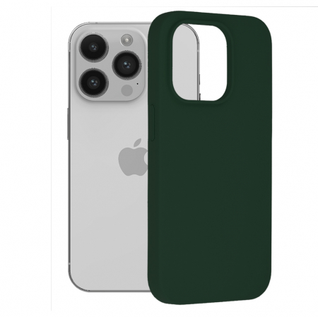 iPhone 14 Pro - Husa iPhone 14 Pro, Soft Edge Silicone, Dark Green