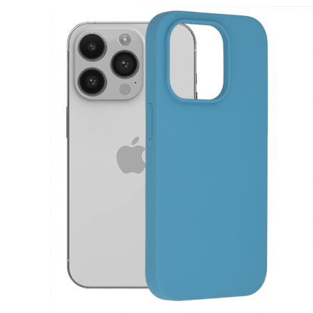 iPhone 14 Pro - Husa iPhone 14 Pro, Soft Edge Silicone, Denim Blue