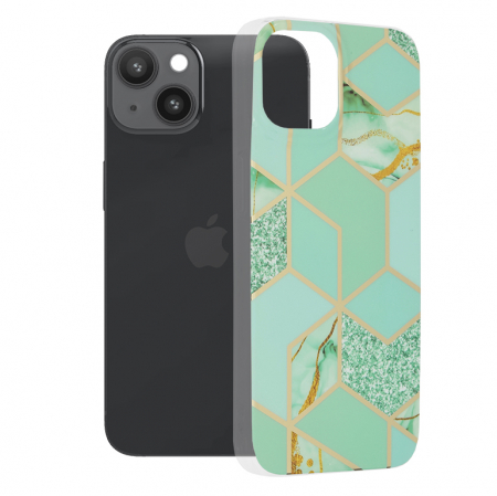 iPhone 14 - Husa iPhone 14, Techsuit Marble Series, Green Hex