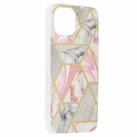 Husa iPhone 14, Techsuit Marble Series, Pink Hex [1]