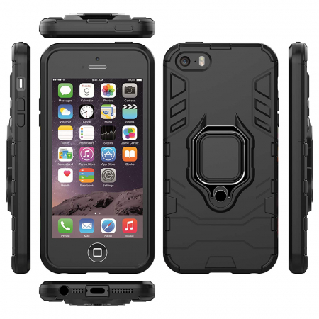 Husa iPhone 5 / 5S / SE, Techsuit Shield Ring, Negru [7]