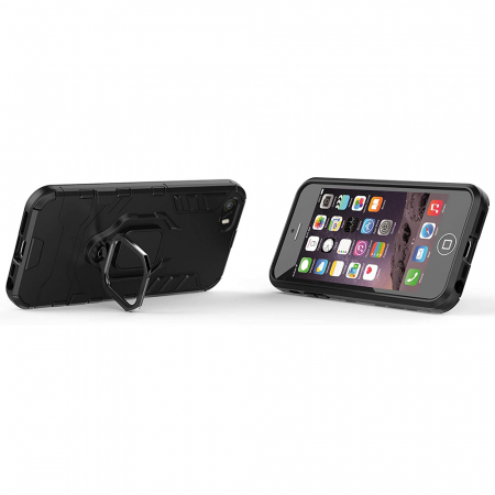 Husa iPhone 5 / 5S / SE, Techsuit Shield Ring, Negru [5]