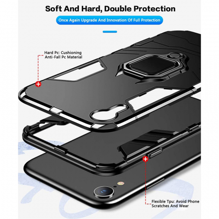 Husa iPhone XR, Techsuit Shield Ring, Negru [4]