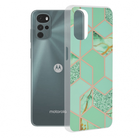 Motorola Moto G22 - Husa Motorola Moto G22, Techsuit Marble Series, Green Hex