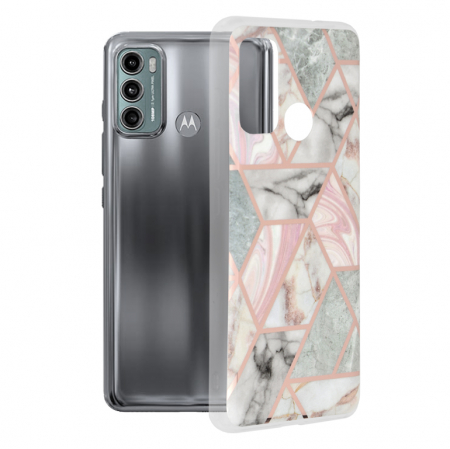 Motorola Moto G60 - Husa Motorola Moto G60, Techsuit Marble Series, Pink Hex