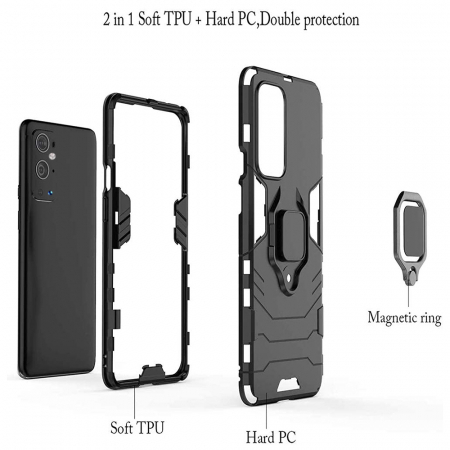 Husa OnePlus 9 Pro, Techsuit Shield Ring, Negru [4]