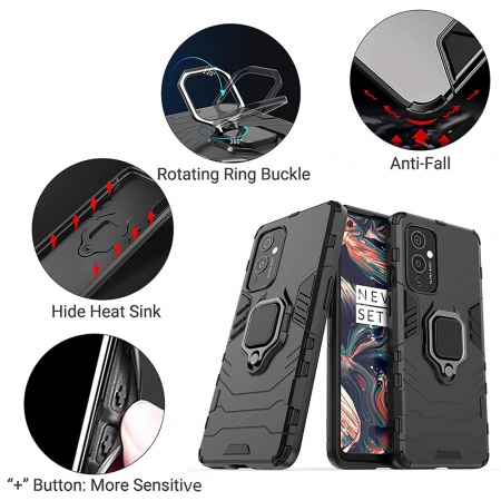 Husa OnePlus 9, Techsuit Shield Ring, Negru [7]