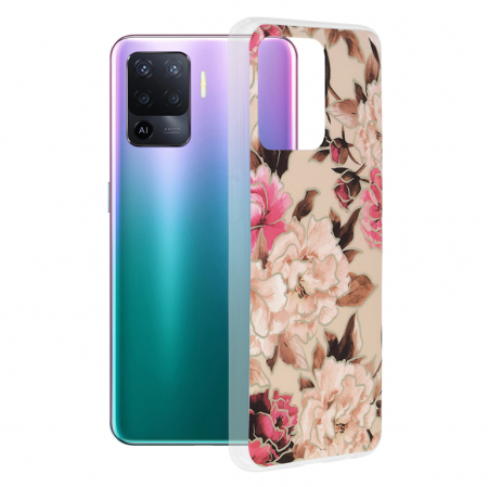 Oppo A94 - Husa OPPO Reno5 Lite / A94, Techsuit Marble Series, Mary Berry Nude