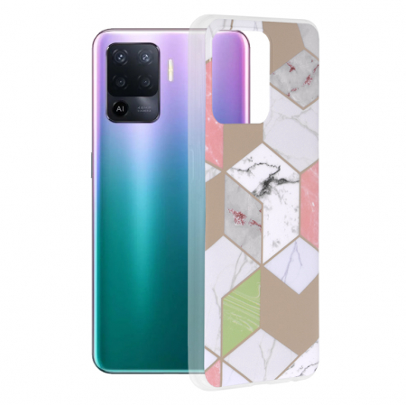 Oppo A94 - Husa OPPO Reno5 Lite / A94, Techsuit Marble Series, Purple Hex