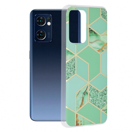 Oppo Reno7 5G - Husa OPPO Reno7 5G, Techsuit Marble Series, Green Hex