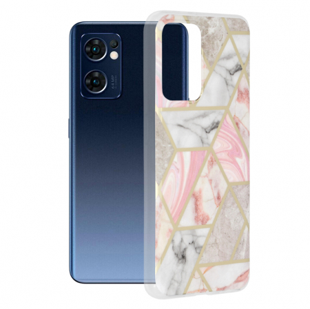 Oppo Reno7 5G - Husa OPPO Reno7 5G, Techsuit Marble Series, Pink Hex