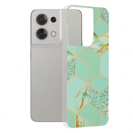 Oppo Reno8 4G - Husa OPPO Reno8 4G, Techsuit Marble Series, Green Hex