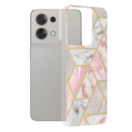 Oppo Reno8 4G - Husa OPPO Reno8 4G, Techsuit Marble Series, Pink Hex