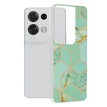 Oppo - Husa OPPO Reno8 Pro, Techsuit Marble Series, Green Hex