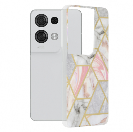 Oppo - Husa OPPO Reno8 Pro, Techsuit Marble Series, Pink Hex