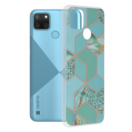Realme - Husa Realme C21Y / C25Y , Techsuit Marble Series, Green Hex