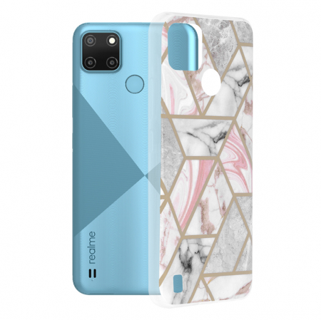 Realme - Husa Realme C21Y / C25Y, Techsuit Marble Series, Pink Hex