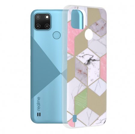 Realme - Husa Realme C21Y / C25Y, Techsuit Marble Series, Purple Hex