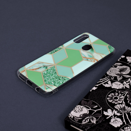Husa Samsung Galaxy A20e, Techsuit Marble Series, Green Hex [3]