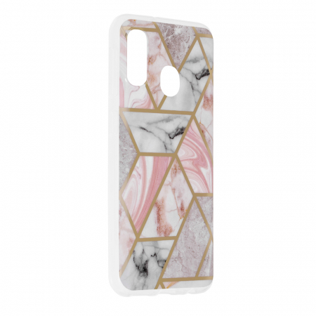 Husa Samsung Galaxy A20e, Techsuit Marble Series, Pink Hex [1]