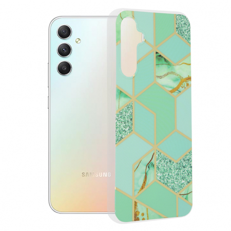 Galaxy A34 5G - Husa Samsung Galaxy A34 5G, Techsuit Marble Series, Green Hex