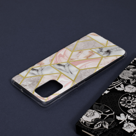 Husa Samsung Galaxy A71, Techsuit Marble Series, Pink Hex [4]