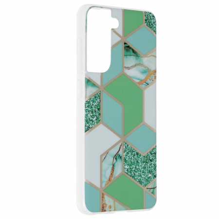 Husa Samsung Galaxy S21 FE , Techsuit Marble Series, Green Hex [1]