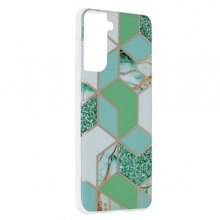 Husa Samsung Galaxy S21 Plus, Techsuit Marble Series, Green Hex [1]