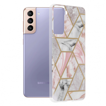 Galaxy S21 Plus - Husa Samsung Galaxy S21 Plus, Techsuit Marble Series, Pink Hex