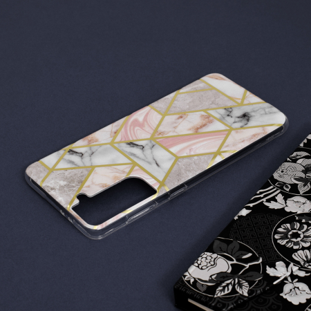 Husa Samsung Galaxy S21 Plus, Techsuit Marble Series, Pink Hex [4]