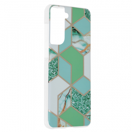 Husa Samsung Galaxy S21, Techsuit Marble Series, Green Hex [1]
