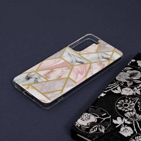 Husa Samsung Galaxy S21, Techsuit Marble Series, Pink Hex [3]