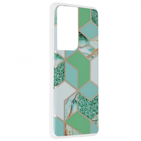 Husa Samsung Galaxy S21 Ultra, Techsuit Marble Series, Green Hex [1]