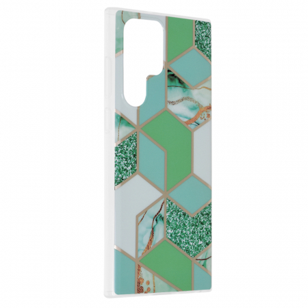 Husa Samsung Galaxy S22 Ultra, Techsuit Marble Series, Green Hex [1]
