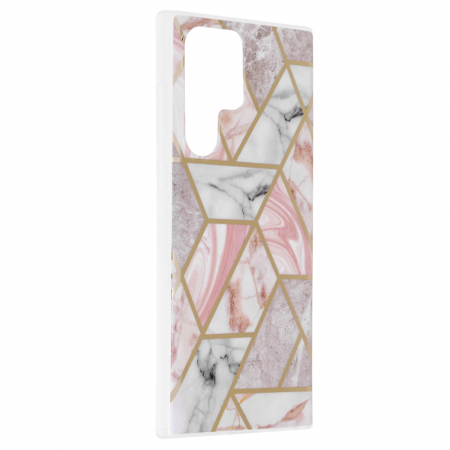 Husa Samsung Galaxy S22 Ultra, Techsuit Marble Series, Pink Hex [1]