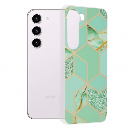 Samsung - Husa Samsung Galaxy S23, Techsuit Marble Series, Green Hex