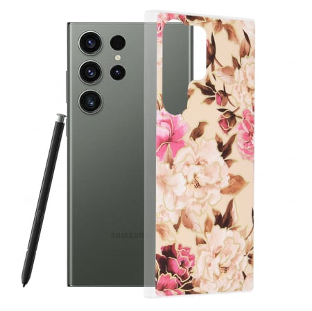 Samsung - Husa Samsung Galaxy S23 Ultra, Techsuit Marble Series, Mary Berry Nude