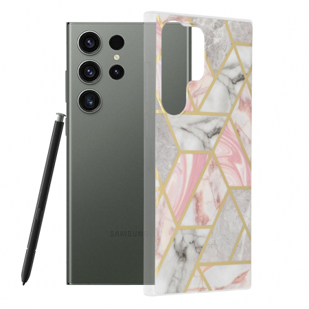 Galaxy S23 Ultra - Husa Samsung Galaxy S23 Ultra, Techsuit Marble Series, Pink Hex