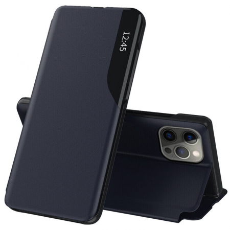 iPhone 13 Pro - Husa tip carte iPhone 13 Pro, eFold Book View, Dark Blue