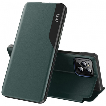 Oppo Find X3 / X3 Pro - Husa tip carte OPPO Find X3 / X3 Pro, eFold Book View, Dark Green
