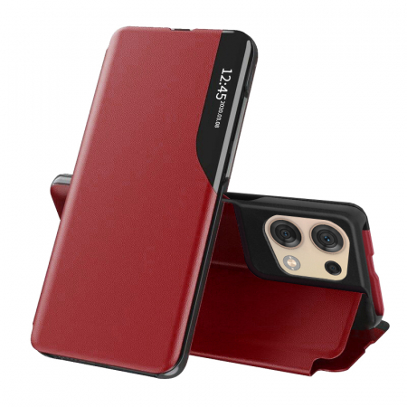 Oppo Reno8 5G - Husa tip carte Oppo Reno8 5G, eFold Book View, Red