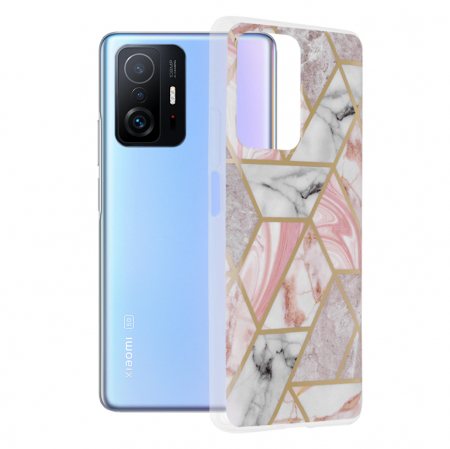 Xiaomi 11T / 11T Pro - Husa Xiaomi 11T / 11T Pro, Techsuit Marble Series, Pink Hex